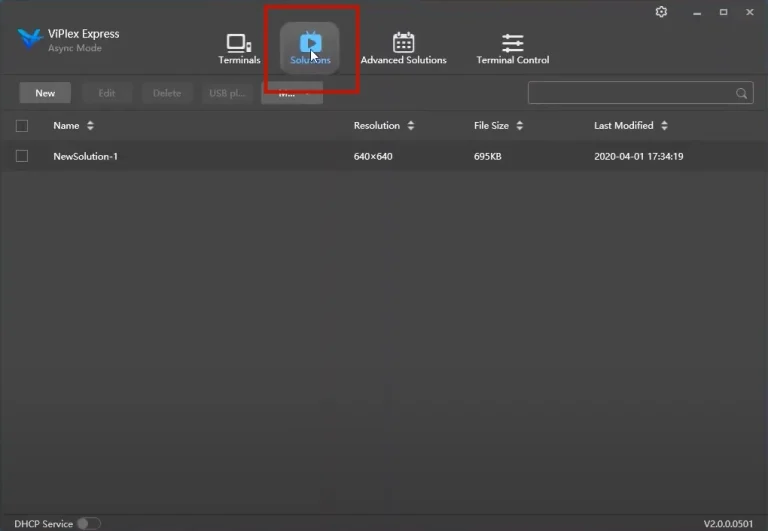 Selecting USB playback in the ViPlex Express solution menu