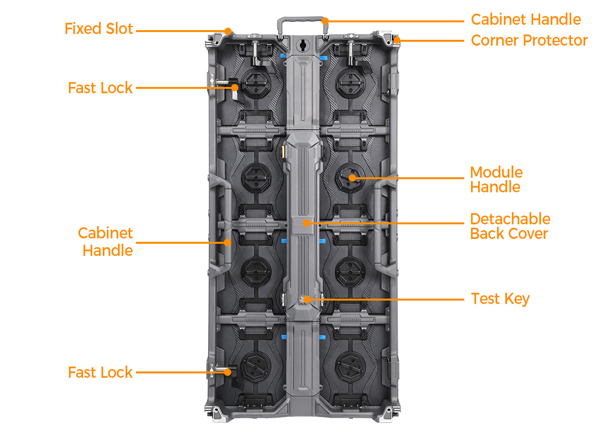 HH1000H9 rental LED wall cabinet with quick locks and corner protection
