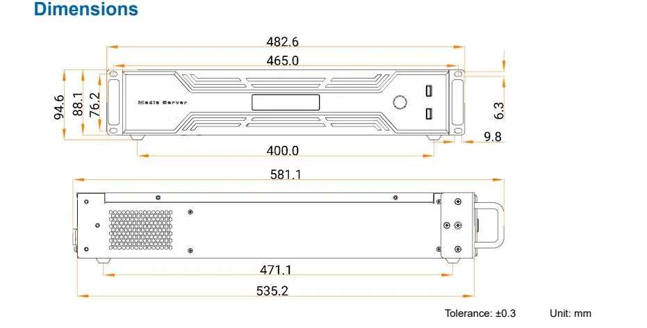 Novastar ET2S G Dimensions