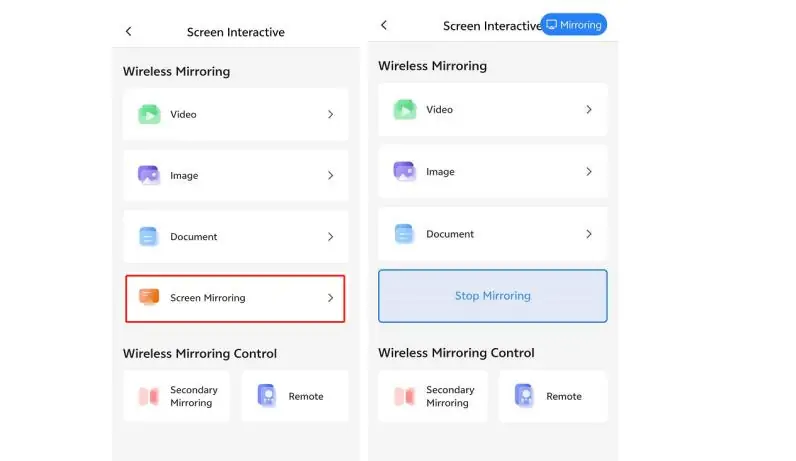 screen mirroring via phone