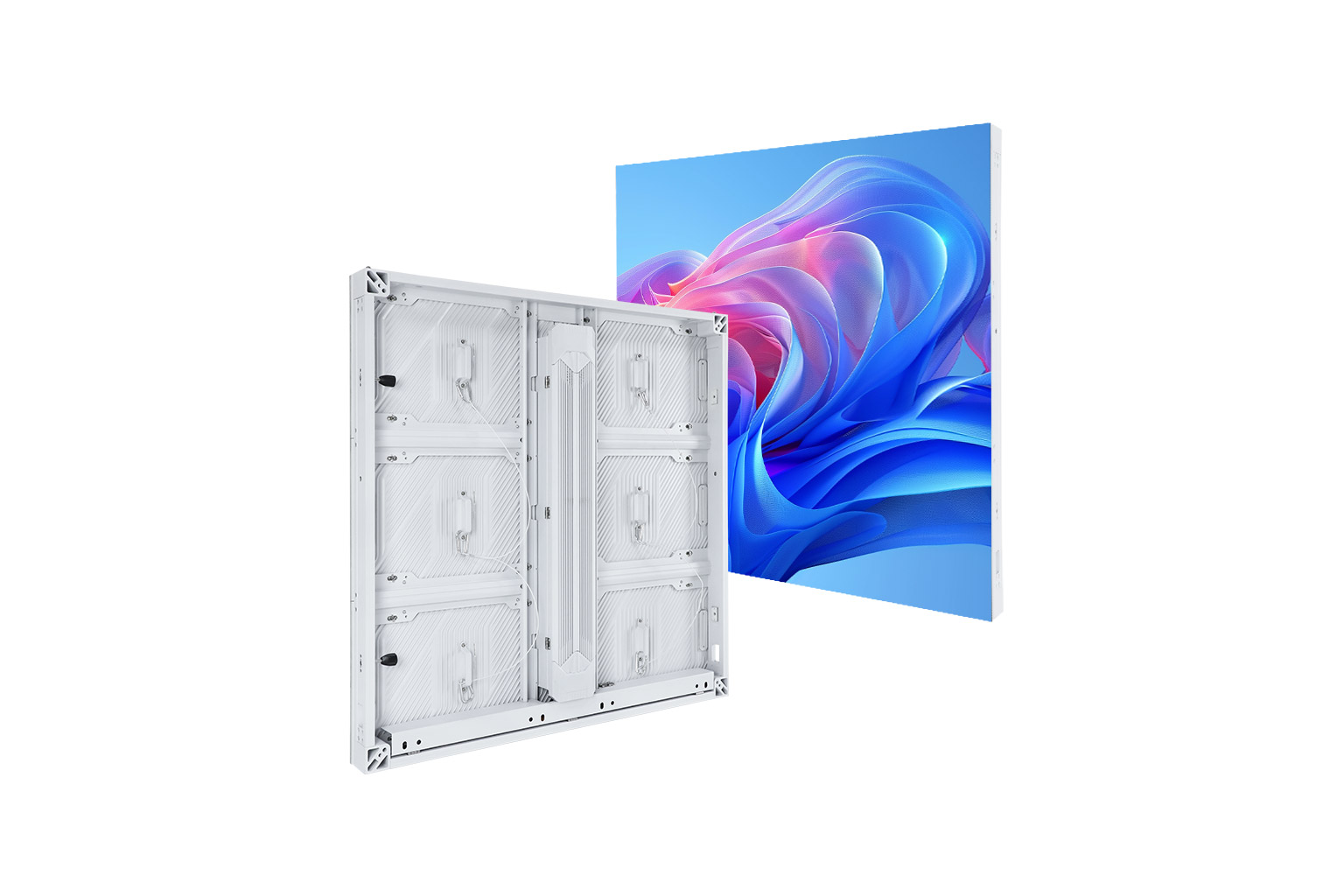 LED Display Cabinet LED Display Manufacturer in China HonghaiLED Back view of an LED display cabinet showing internal modules and mounting structure