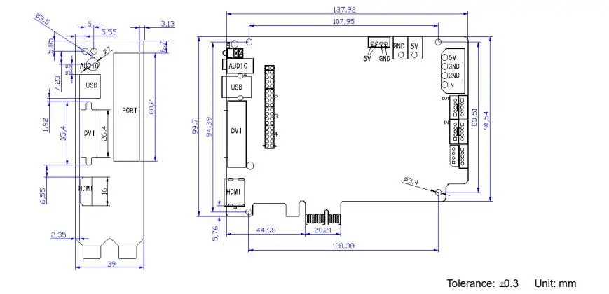 Novastar MSD600 LED Control Card Dimensions