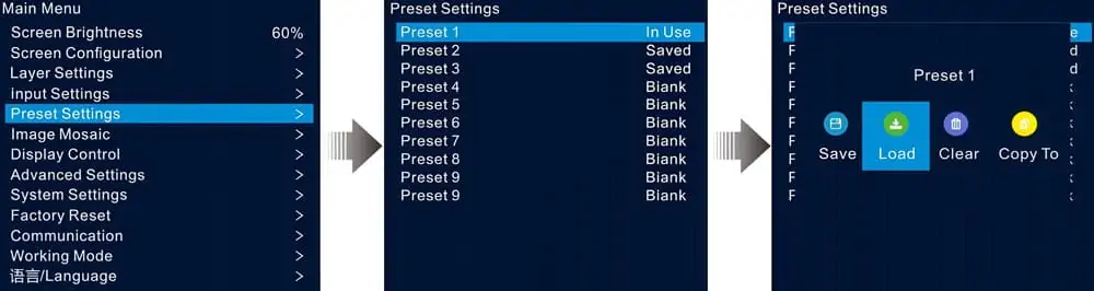 Presets of NovaStar VX1000 Pro