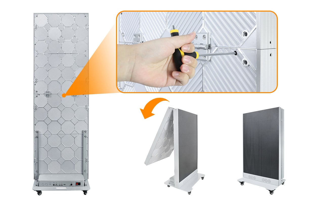 Foldable Poster LED Screen 2 LED Display Manufacturer in China HonghaiLED 640×1920mm Indoor Foldable Poster LED Display